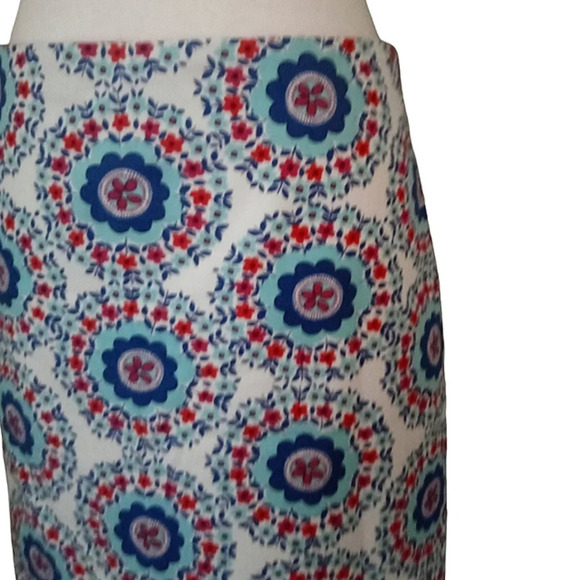 Talbot's‎ Knee Length Floral Medallion Print Cotton Side Zip Skirt Size 12 - Picture 2 of 6